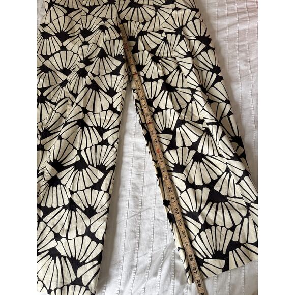 Melloday Abstract Wide Leg Jumpsuit In Bone Black & Cream Adjustable Straps M - Picture 8 of 9